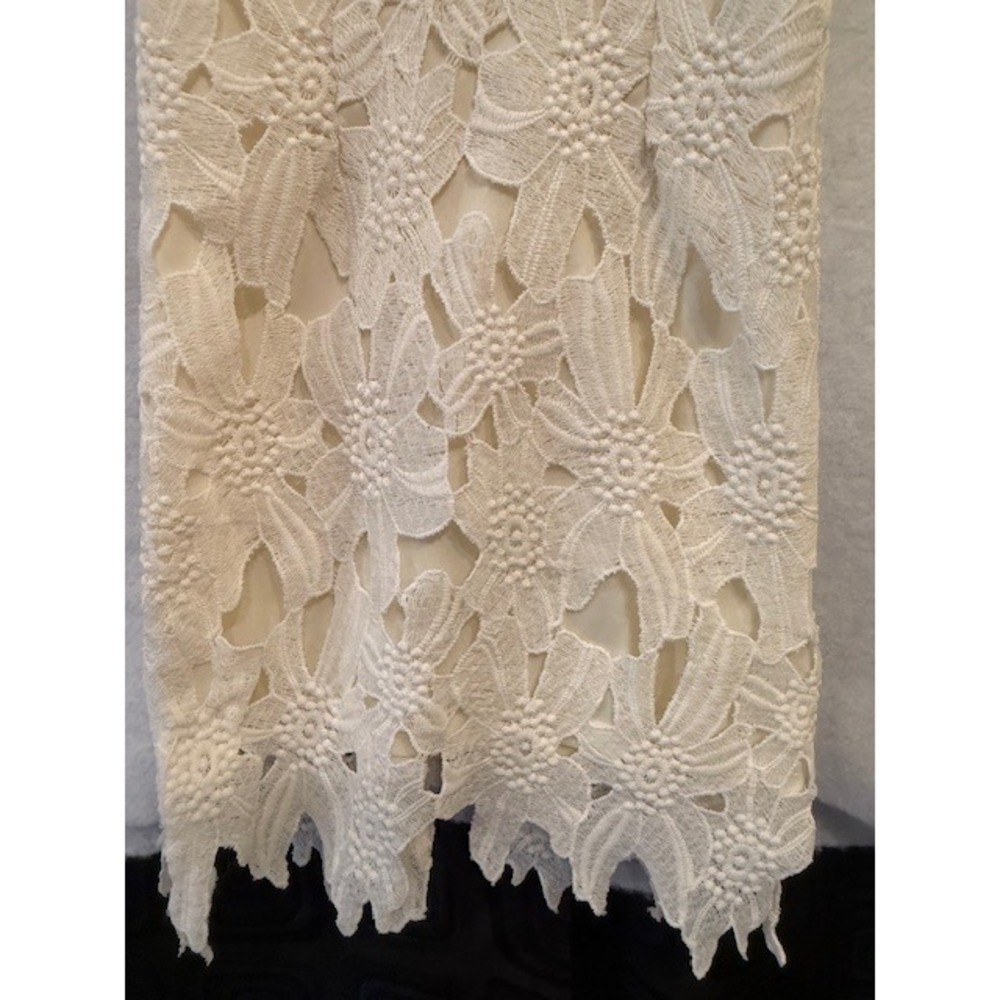 Romeo + Juliet Couture Cream‎ Floral Lace Cap Sleeve Sheath Ivory Dress Small - Picture 3 of 10